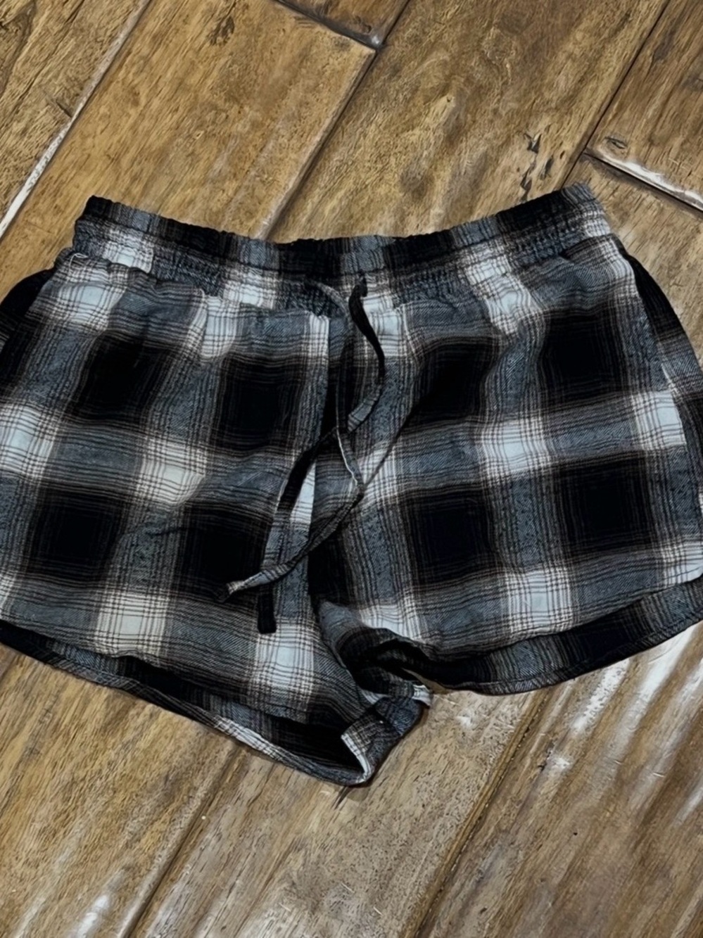 Garage Black and White Plaid Athletic Shorts